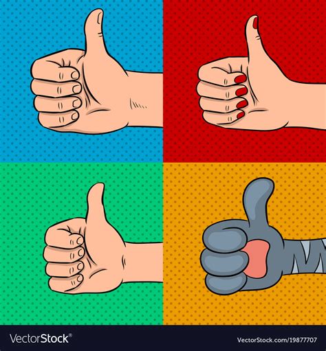 Family thumbs up pop art Royalty Free Vector Image