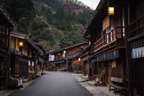 Well preserved Edo period houses at post town Tsumago in Kiso Valley ...