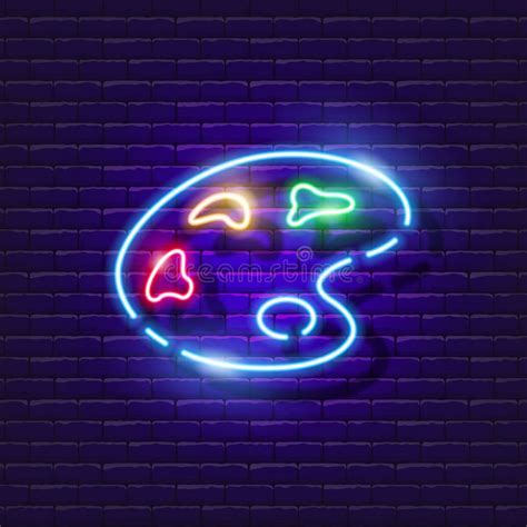 Art Palette Neon Sign. Drawing Lesson Glowing Icon. Vector Illustration ...