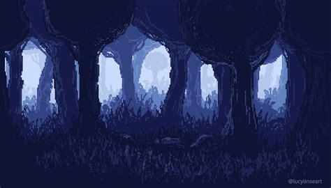 Forest Background Pixel Art Nightly theme and best drawn with outlines ...