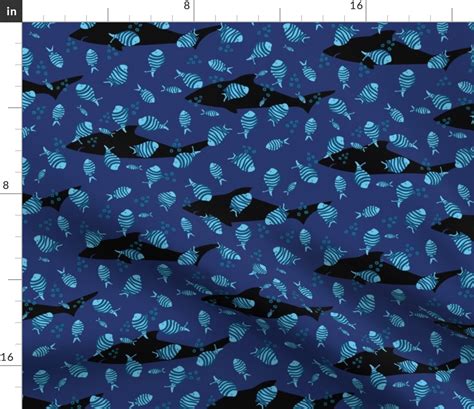 pilot fish and sharks by rysunki_malunki Fabric | Spoonflower