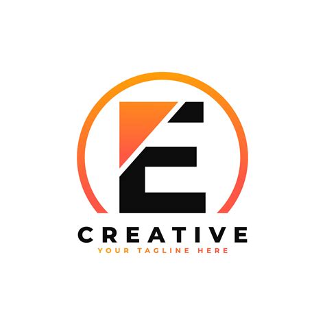 Letter E Logo Design with Black Orange Color and Circle. Cool Modern ...