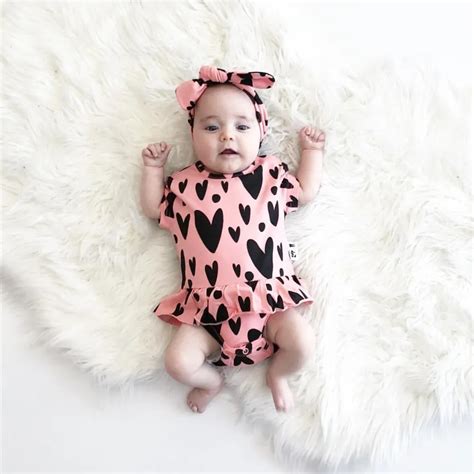 Newborn Baby Girl Bodysuit Cute Baby Clothes Heart printing Short ...