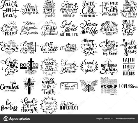 Collection of Christian phrases, slogans or quotes Stock Vector Image ...