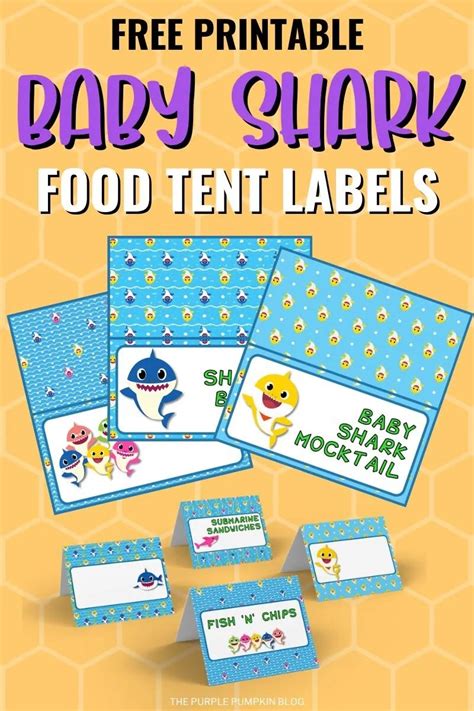 Free Printable Baby Shark Food Labels (Baby Shark Party Printables)