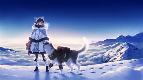 Anime Girl With Dog Wallpaper - PetsWall