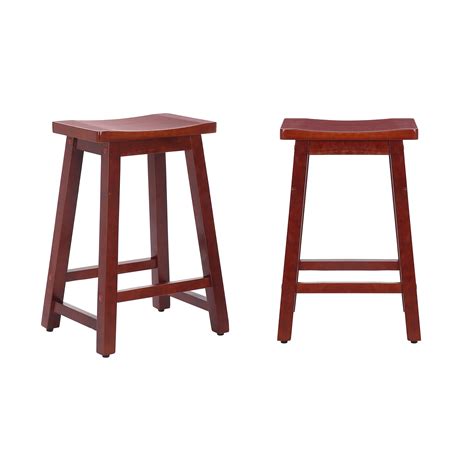 WestinTrends Reed 24 Inch Saddle Bar Stools Set of 2, Solid Wood ...