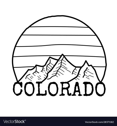 Colorado symbol line drawing with mountains Vector Image