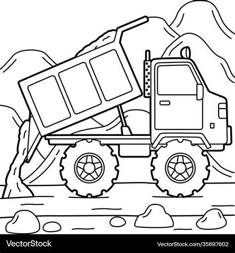 Dump truck coloring page Royalty Free Vector Image