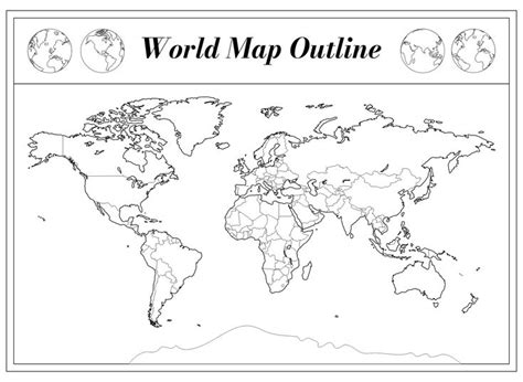 A4 Size World Map Outline | World map printable, World map outline ...