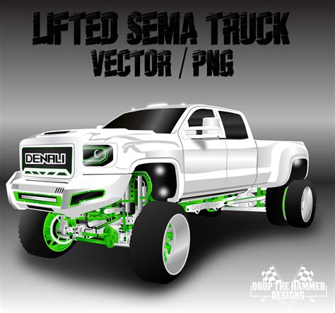 Lifted White Chevy 2500 Denali sema Truck PNG / Vector AI - Etsy