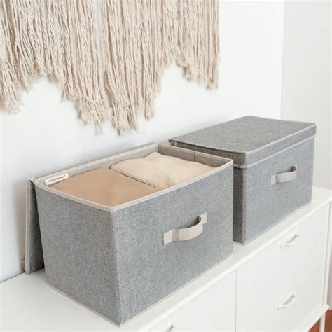 StorageWorks Fabric Storage Bins with Lids & Handles, Decorative ...