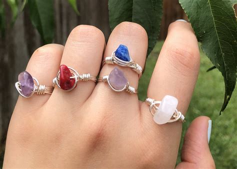 Crystal Chip Wire Rings Wire Wrapped Rings Crystal Jewelry - Etsy