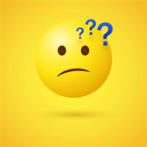 Premium Vector | Thinking emoji face with question mark symbols or ...