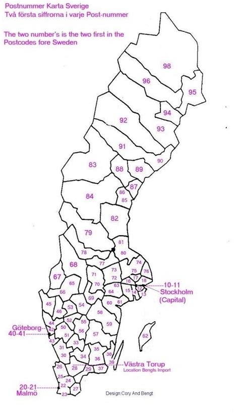 Sweden postcode map - Map of Sweden postcode (Northern Europe - Europe)