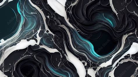 Abstract 4k wallpaper. Liquid fluid, black dark marble, obsidian, with ...