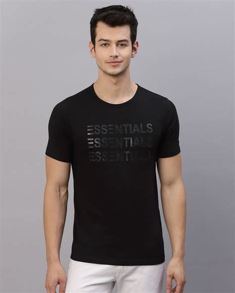 Buy Men's Black Essentials Typography Slim Fit T-shirt Online at Bewakoof