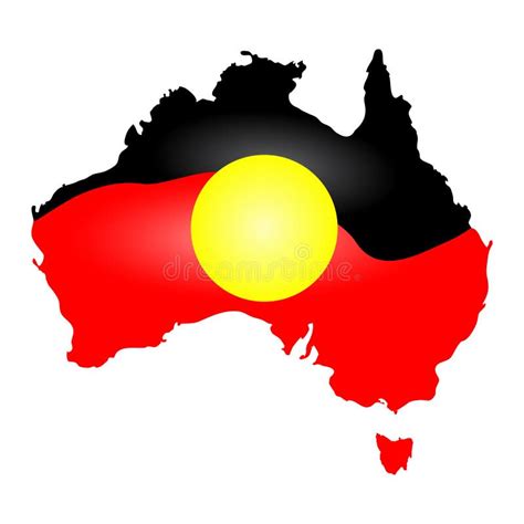 Australia Aboriginal Flag, Map, Continent Isolated on White Background ...