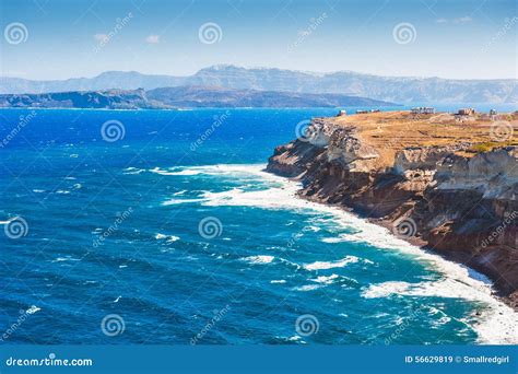 Waves on the Sea Coast of Santorini Island, Greece Stock Image - Image ...