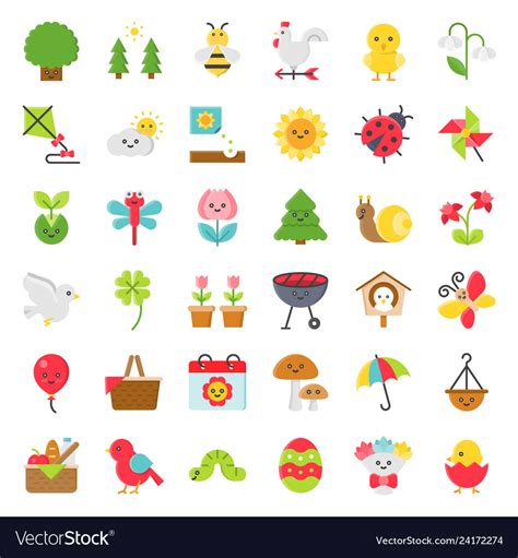 Spring season set flat icon Royalty Free Vector Image