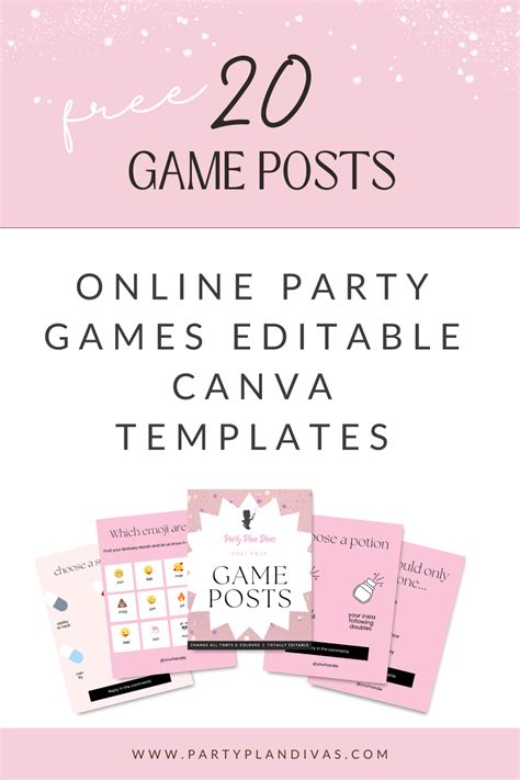 20 Free Online Party Games Posts - Editable Canva Templates