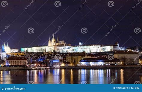 Prague Castle at Night in Chistmas Stock Image - Image of city, castle ...