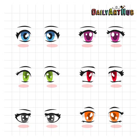 Anime Girl Eyes Clip Art Set – Daily Art Hub – Free Clip Art Everyday