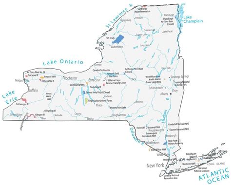 New York State Map - Places and Landmarks - GIS Geography