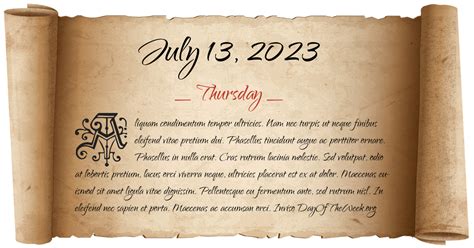 What Day Of The Week Was July 13, 2023?