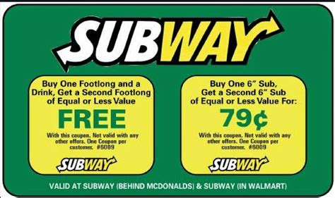 Subway Printable Coupons May 2018