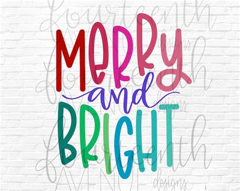 Merry and Bright SVG Christmas SVG Png Dxf Clip Art Merry - Etsy