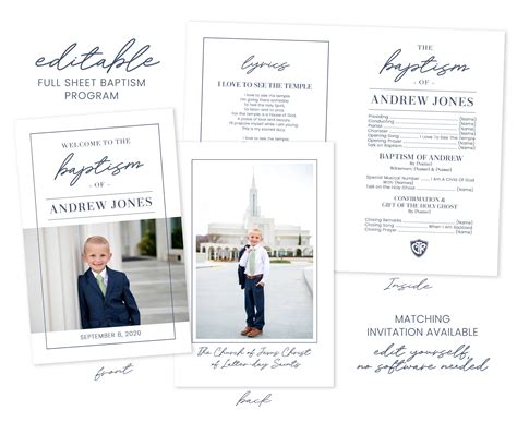 LDS Baptism Program Boy Baptism Program LDS Baptism Program Template