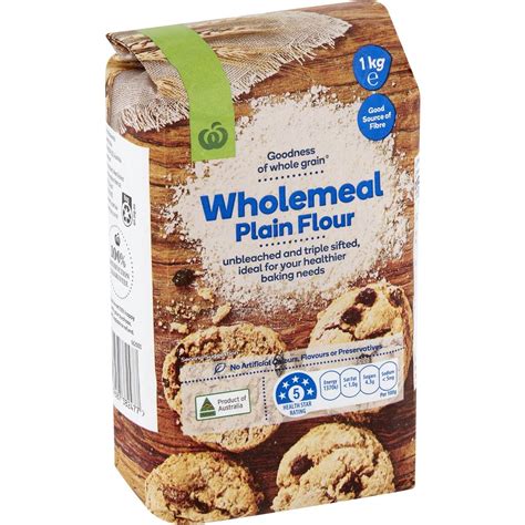 Calories in Woolworths Wholemeal Plain Flour calcount