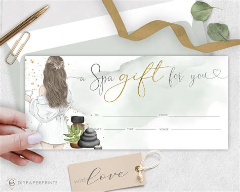 Spa Day Gift Voucher Certificate Template DIY Gift - Etsy