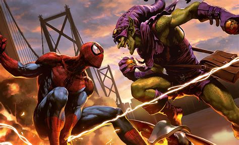 Marvel Spider-Man vs Green Goblin Premium Art Print by Sides | Sideshow ...