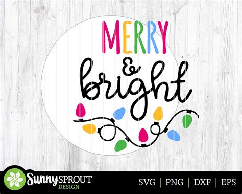 Merry & Bright String Lights DIGITAL Download Winter Round - Etsy