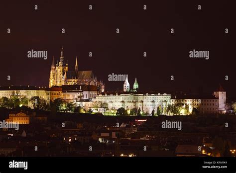 Prague castle night view Stock Photo - Alamy