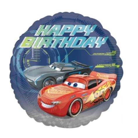 Disney Cars 3 Happy Birthday Foil Balloon (45cm) - Kids Themed Party ...