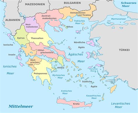 Map of Greece regions: political and state map of Greece