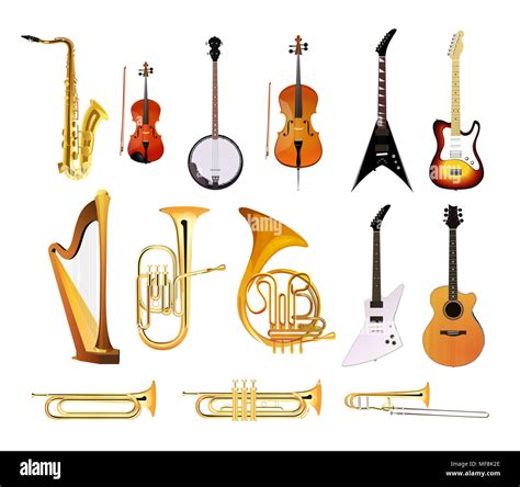 Orchestra Musical Instruments isolated on white background, Vector ...