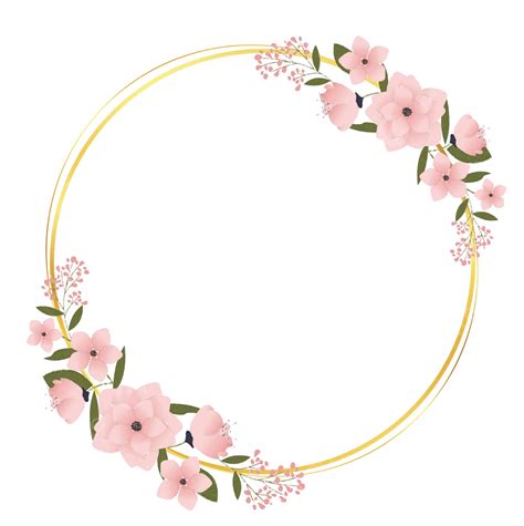 Circle Frame Pink Watercolor Flower Vector, Circle, Pink Watercolor ...