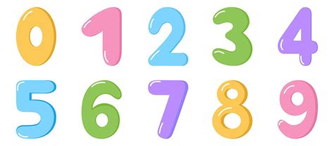 Colorful cartoon numbers set. Isolated funny kids numbers on a white ...