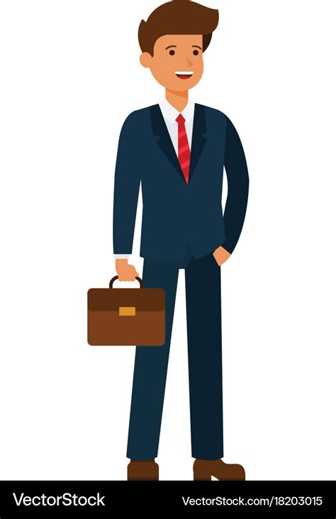 Young happy businessman cartoon flat Royalty Free Vector