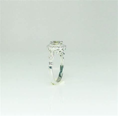 Antique Style Halo Ring Natural Herkimer Diamond Sterling Silver Design