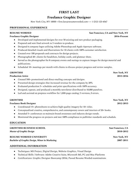 Freelance Graphic Designer Resume Example for 2022 | Resume Worded