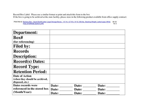 Storage Box Labels Template