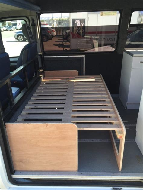 Pull out bed, Camper van conversion diy, Camper interior