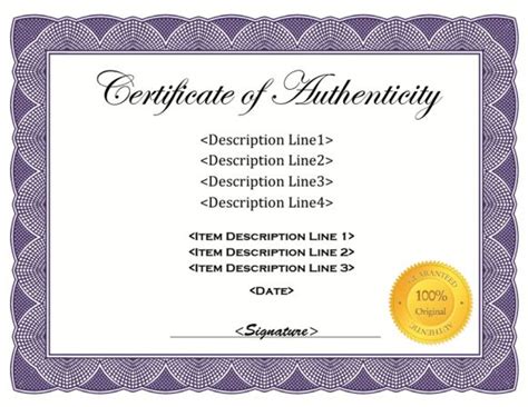 Authenticity Certificate Template - lasopagaming