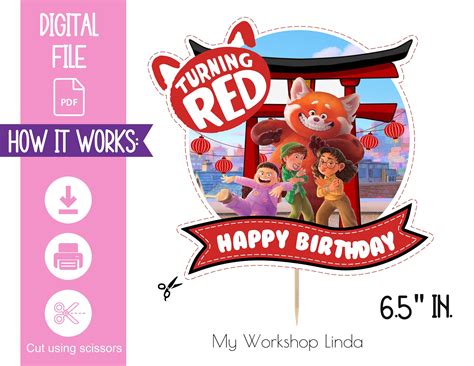 Instant Download PDF/Turning Red Cake Topper/Turning Red Birthday ...