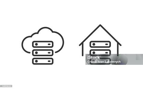 Onpremise And Cloud Data Icon Network Server Vector Stock Illustration ...